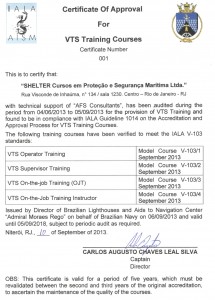 Certificado VTS NORMAM 26 (Inglês)